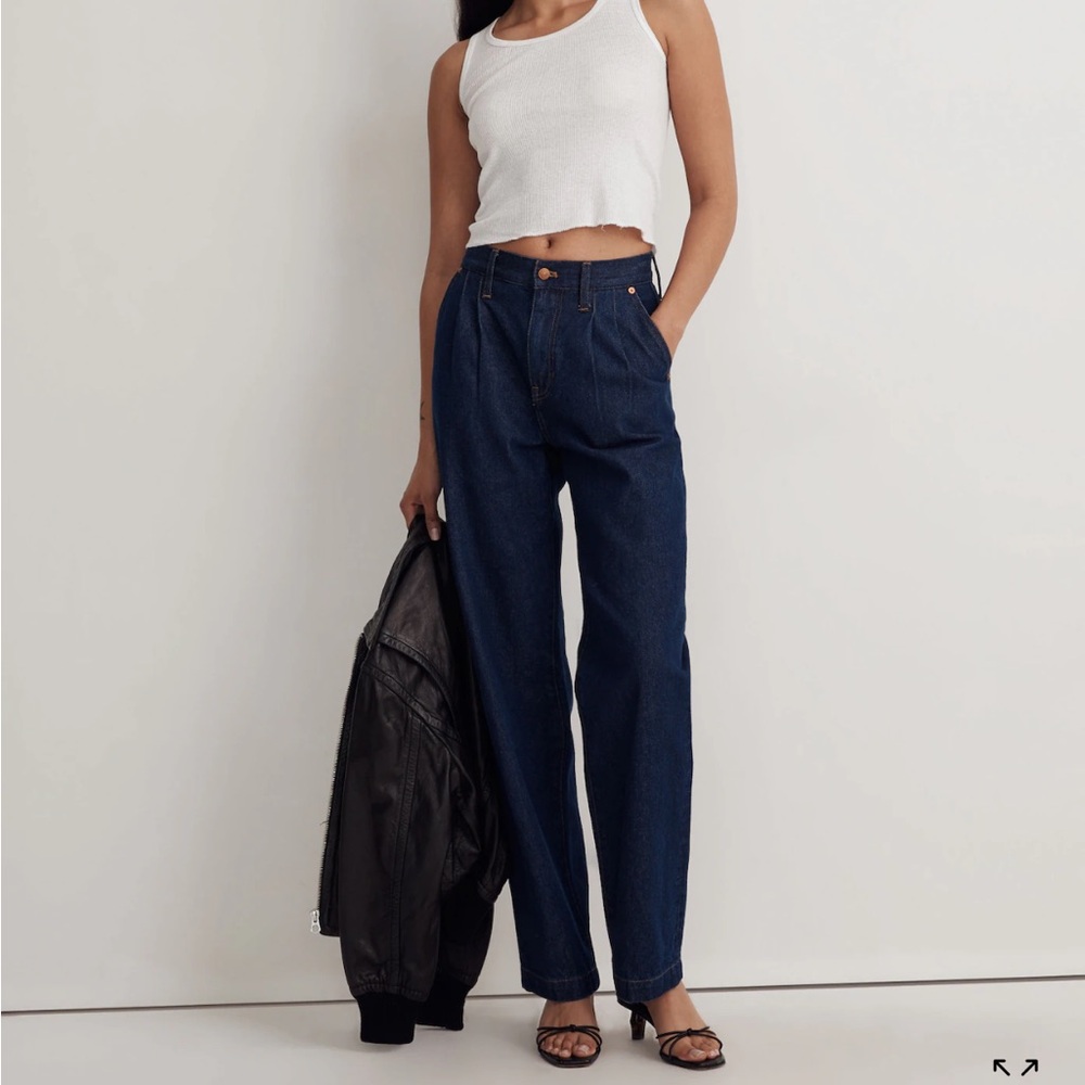 Madewell Baggy Straight Jeans Pleated Edition in Woodham Wash- size 27